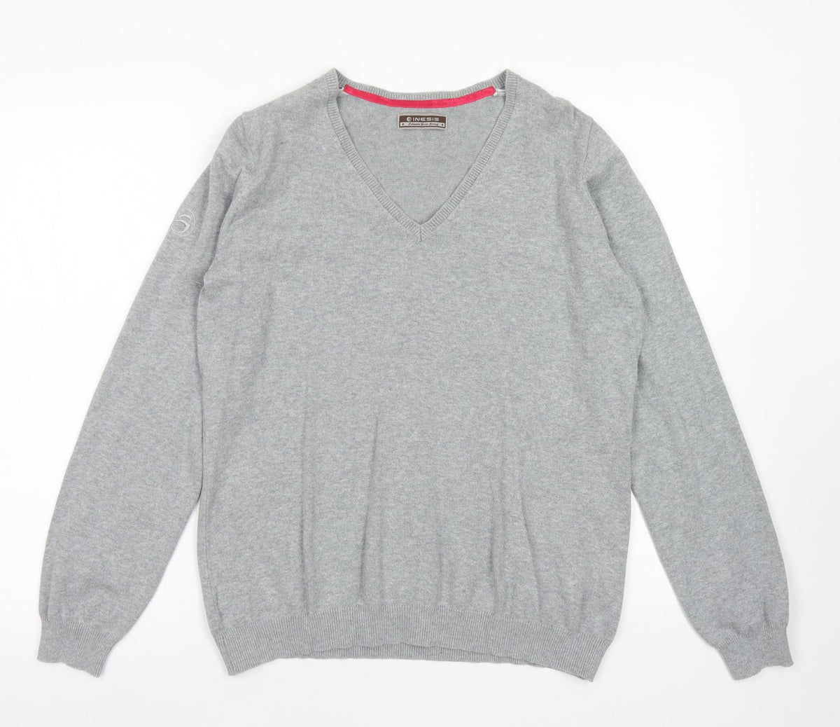 Additional front view of Inesis women’s grey v-neck cotton jumper, size L
