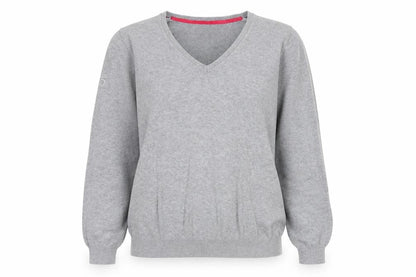 Front view of Inesis women’s grey v-neck cotton jumper, size L