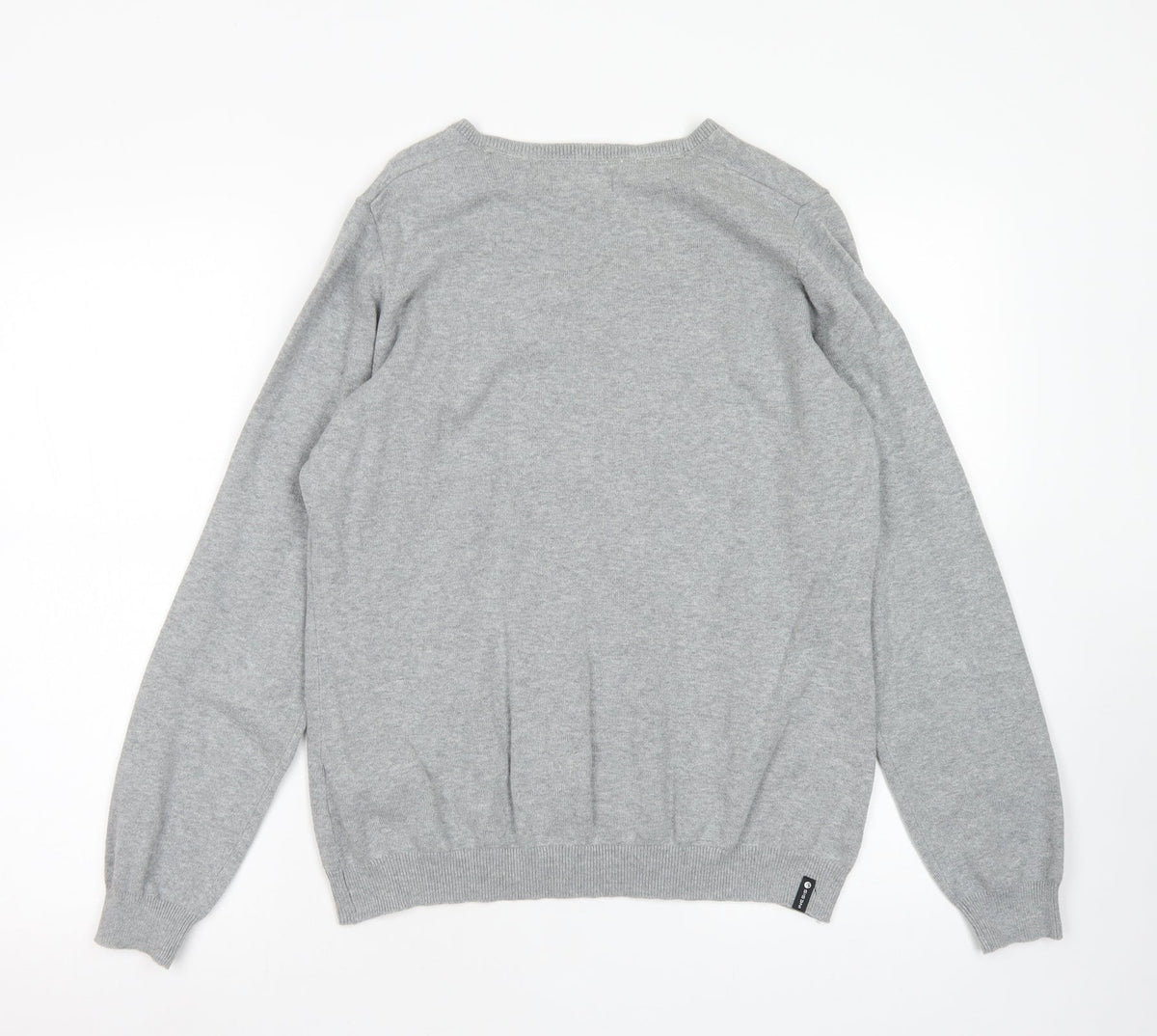 Back view of Inesis women’s grey v-neck cotton jumper, size L