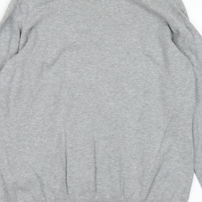 Brand and care label for Inesis women’s grey v-neck cotton jumper, size L