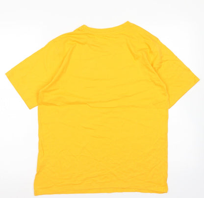 M&S Boys Yellow  Cotton Basic T-Shirt Size 13-14 Years Crew Neck