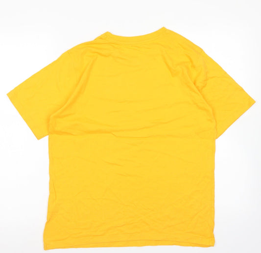M&S Boys Yellow  Cotton Basic T-Shirt Size 13-14 Years Crew Neck