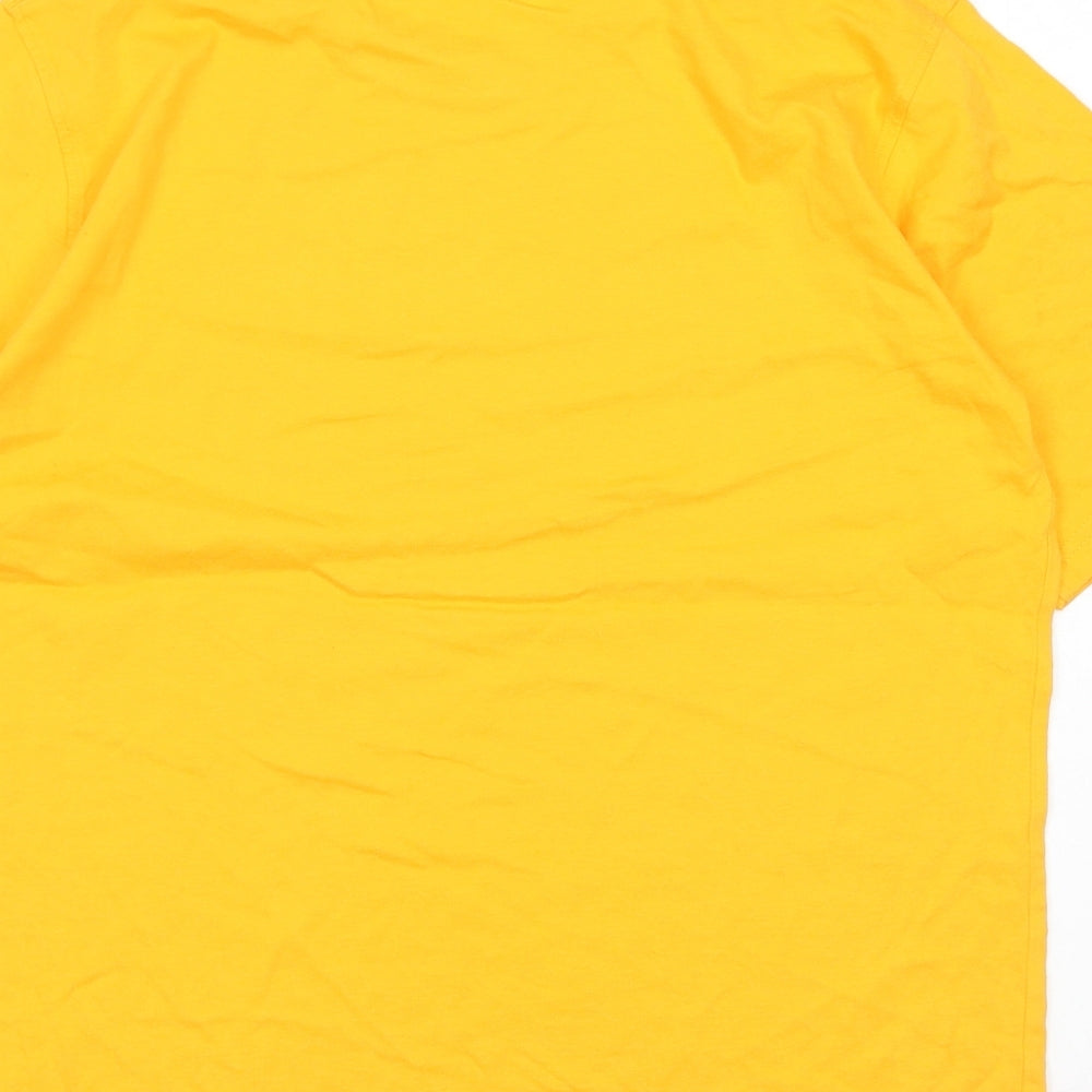 M&S Boys Yellow  Cotton Basic T-Shirt Size 13-14 Years Crew Neck