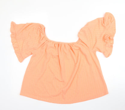 George Womens Orange  Polyester Basic Blouse Size 10 Boat Neck