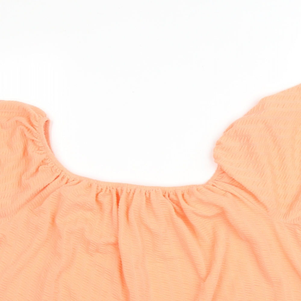 George Womens Orange  Polyester Basic Blouse Size 10 Boat Neck
