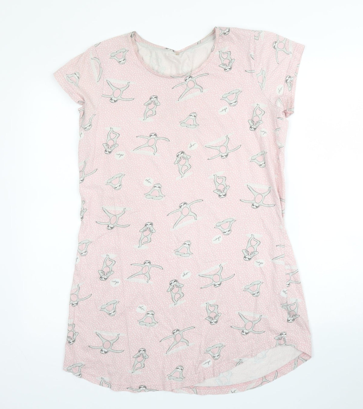 Front view of George women’s pink solid cotton chemise gown, size UK 12