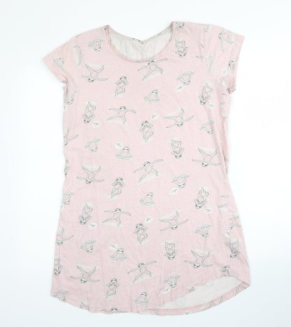 Front view of George women’s pink solid cotton chemise gown, size UK 12