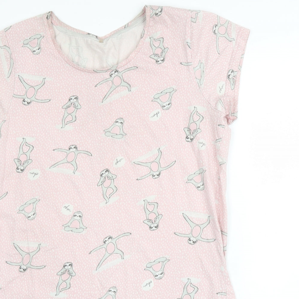 Close-up detail of George women’s pink solid cotton chemise gown, size UK 12