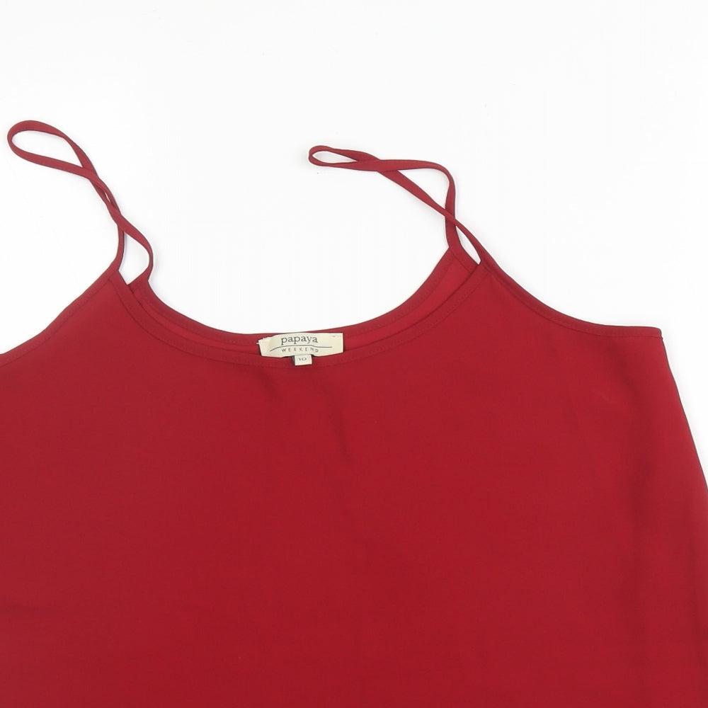 Papaya Womens Red  Polyester Camisole Blouse Size 10 Round Neck