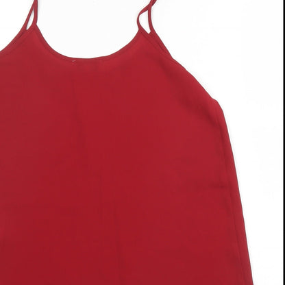 Papaya Womens Red  Polyester Camisole Blouse Size 10 Round Neck
