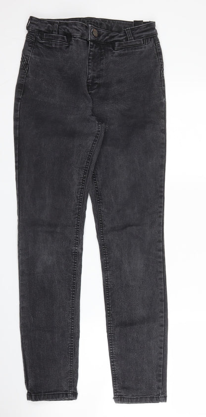 M&S Womens Grey  Cotton Skinny Jeans Size 8 L28 in Slim Zip