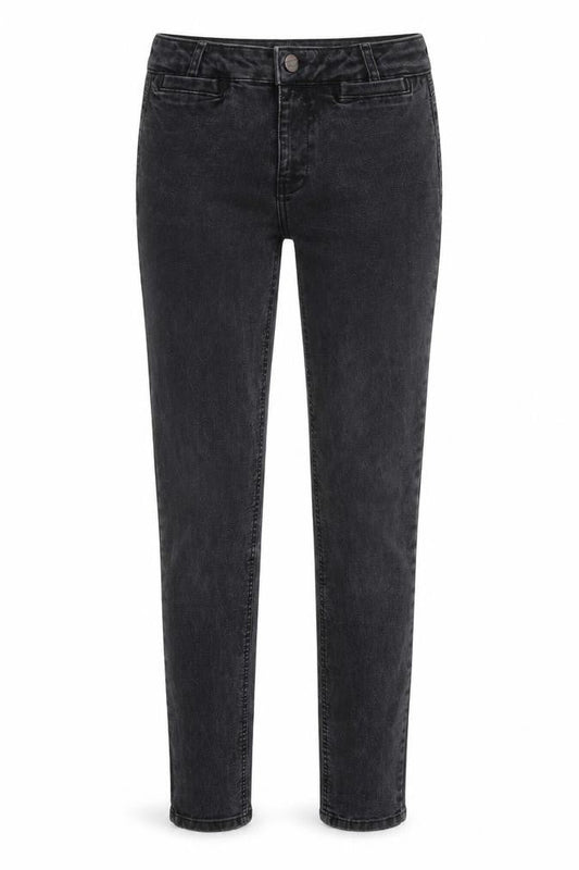 Front view of Marks & Spencer women’s grey cotton skinny jeans, size UK 8, 28-inch leg slim zip