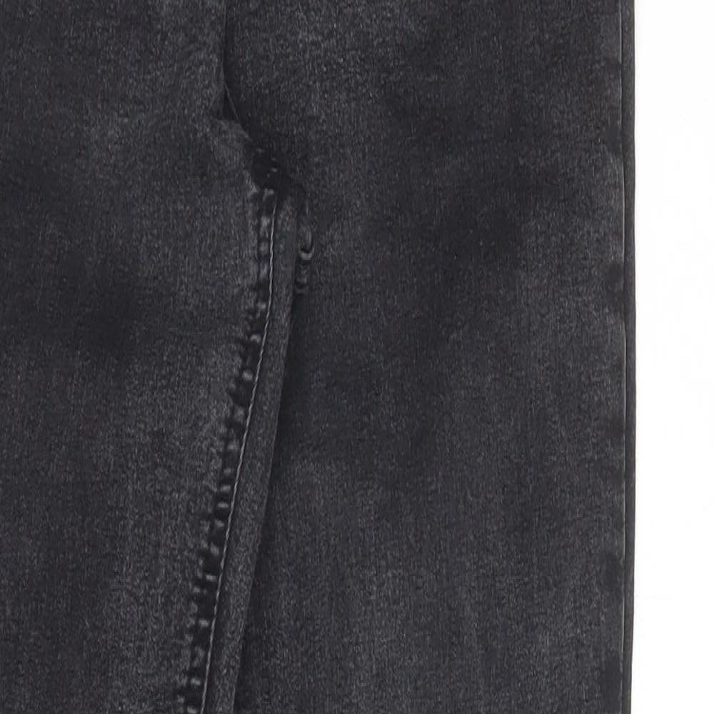 M&S Womens Grey  Cotton Skinny Jeans Size 8 L28 in Slim Zip