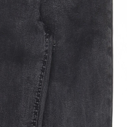 M&S Womens Grey  Cotton Skinny Jeans Size 8 L28 in Slim Zip