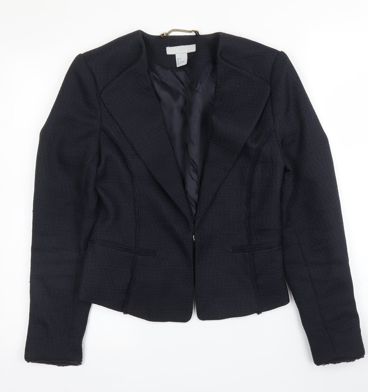 H&M Womens Blue  Polyester Jacket Blazer Size 8