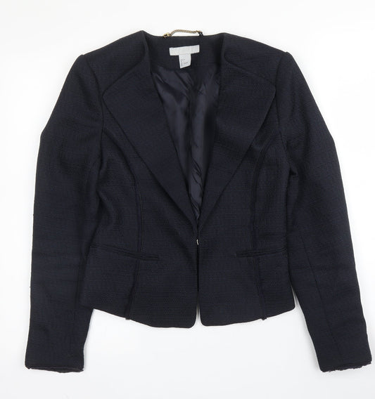 H&M Womens Blue  Polyester Jacket Blazer Size 8