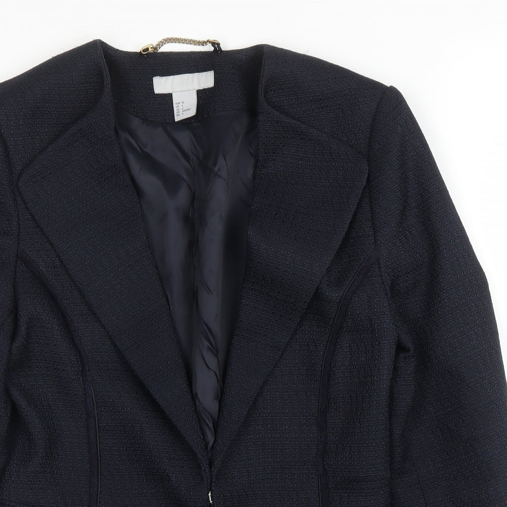 H&M Womens Blue  Polyester Jacket Blazer Size 8