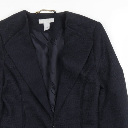 H&M Womens Blue  Polyester Jacket Blazer Size 8