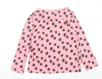 F&F Girls Pink Polka Dot Cotton Basic T-Shirt Size 4 Years Round Neck