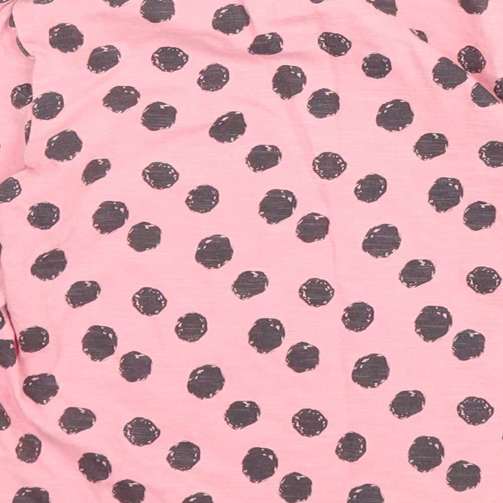 F&F Girls Pink Polka Dot Cotton Basic T-Shirt Size 4 Years Round Neck