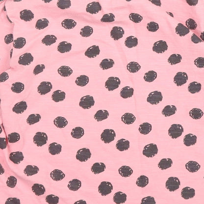 F&F Girls Pink Polka Dot Cotton Basic T-Shirt Size 4 Years Round Neck