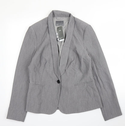 Papaya Womens Grey  Polyester Jacket Blazer Size 12