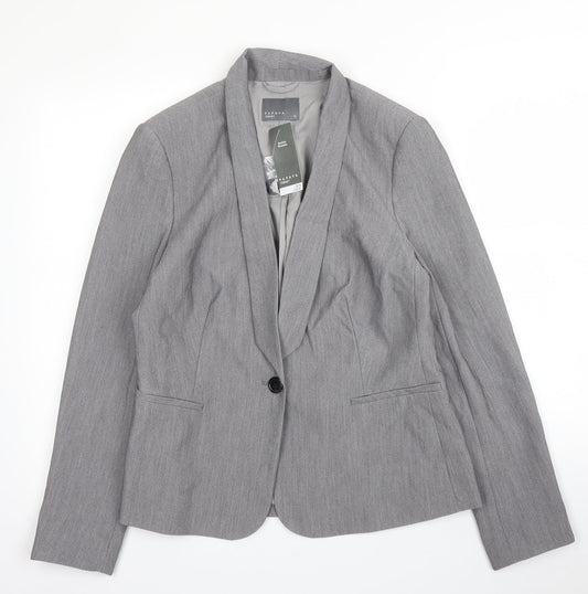 Papaya Womens Grey  Polyester Jacket Blazer Size 12