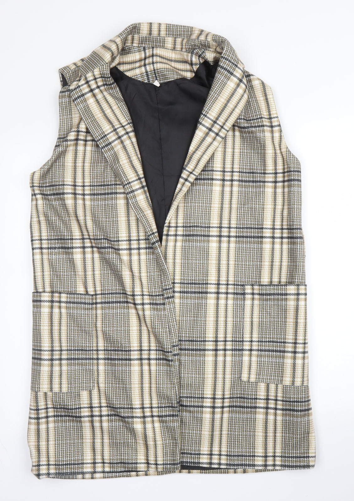 SheIn Womens Beige Plaid  3-in-1 Jacket Blazer Size L