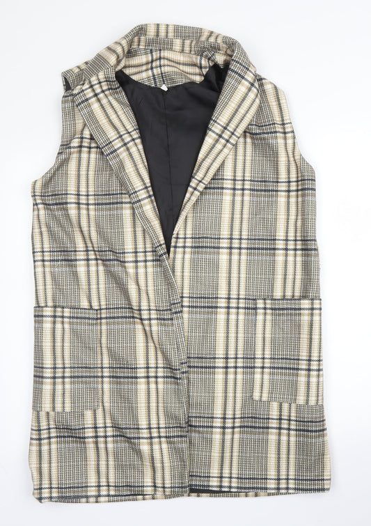 SheIn Womens Beige Plaid  3-in-1 Jacket Blazer Size L