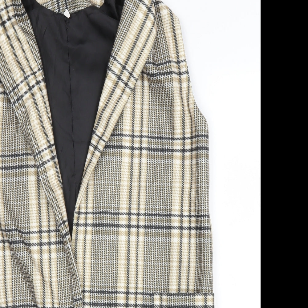SheIn Womens Beige Plaid  3-in-1 Jacket Blazer Size L