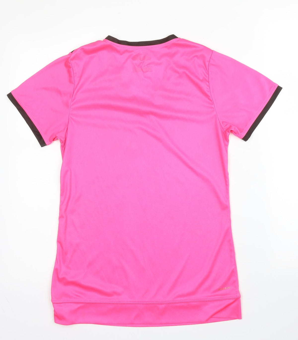 Back view of Hydro Dry women’s pink polyester basic t-shirt, size UK 12, v-neck