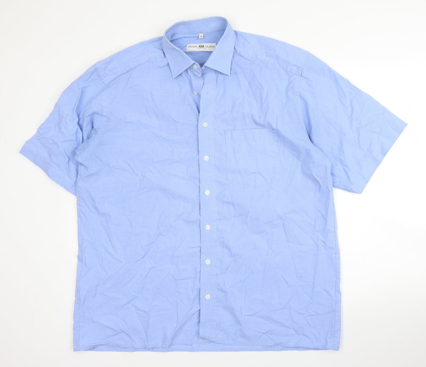 Royal Class Mens Blue  Cotton  Button-Up Size L Collared Button