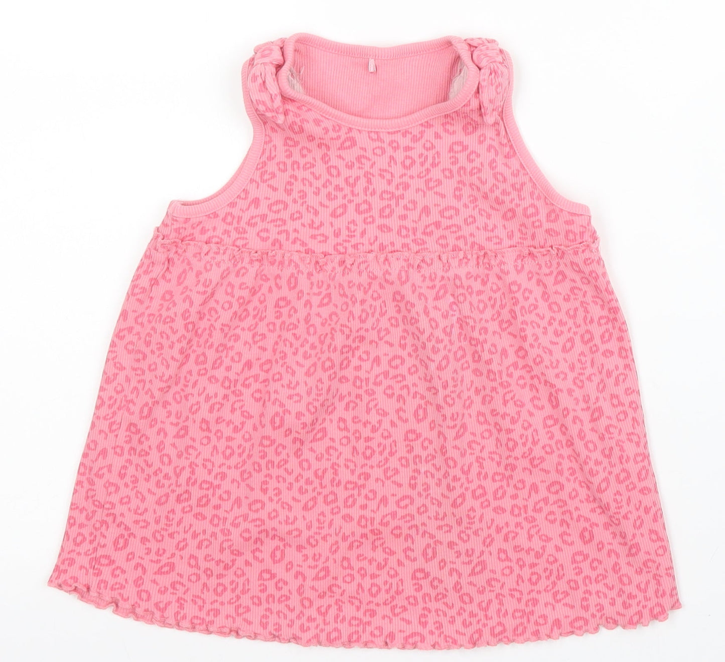 George Girls Pink Animal Print Cotton Capri Pyjama Set Size 3 Years   - Leopard print