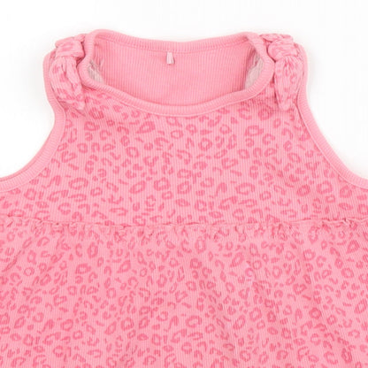 George Girls Pink Animal Print Cotton Capri Pyjama Set Size 3 Years   - Leopard print