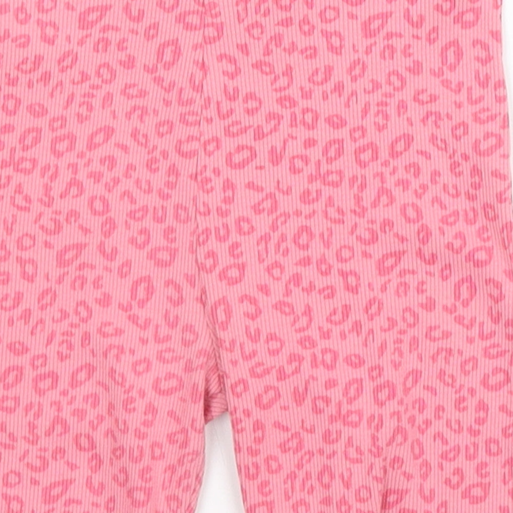 George Girls Pink Animal Print Cotton Capri Pyjama Set Size 3 Years   - Leopard print