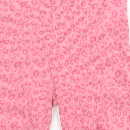 George Girls Pink Animal Print Cotton Capri Pyjama Set Size 3 Years   - Leopard print