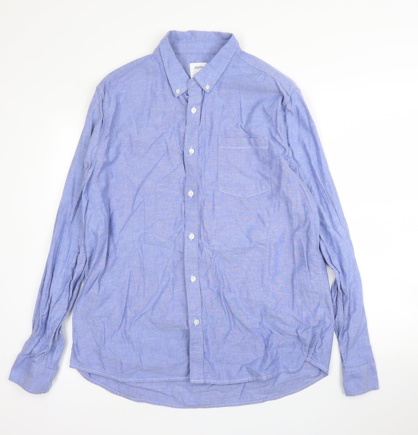 Mens UK Size XL Burton Blue  Button-Up Long Sleeve Casual Shirt