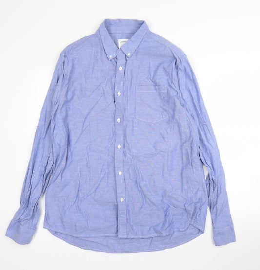 Mens UK Size XL Burton Blue  Button-Up Long Sleeve Casual Shirt