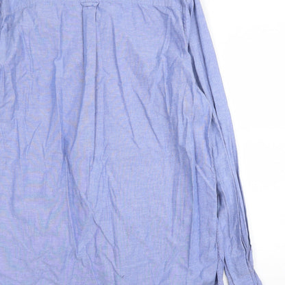 Mens UK Size XL Burton Blue  Button-Up Long Sleeve Casual Shirt