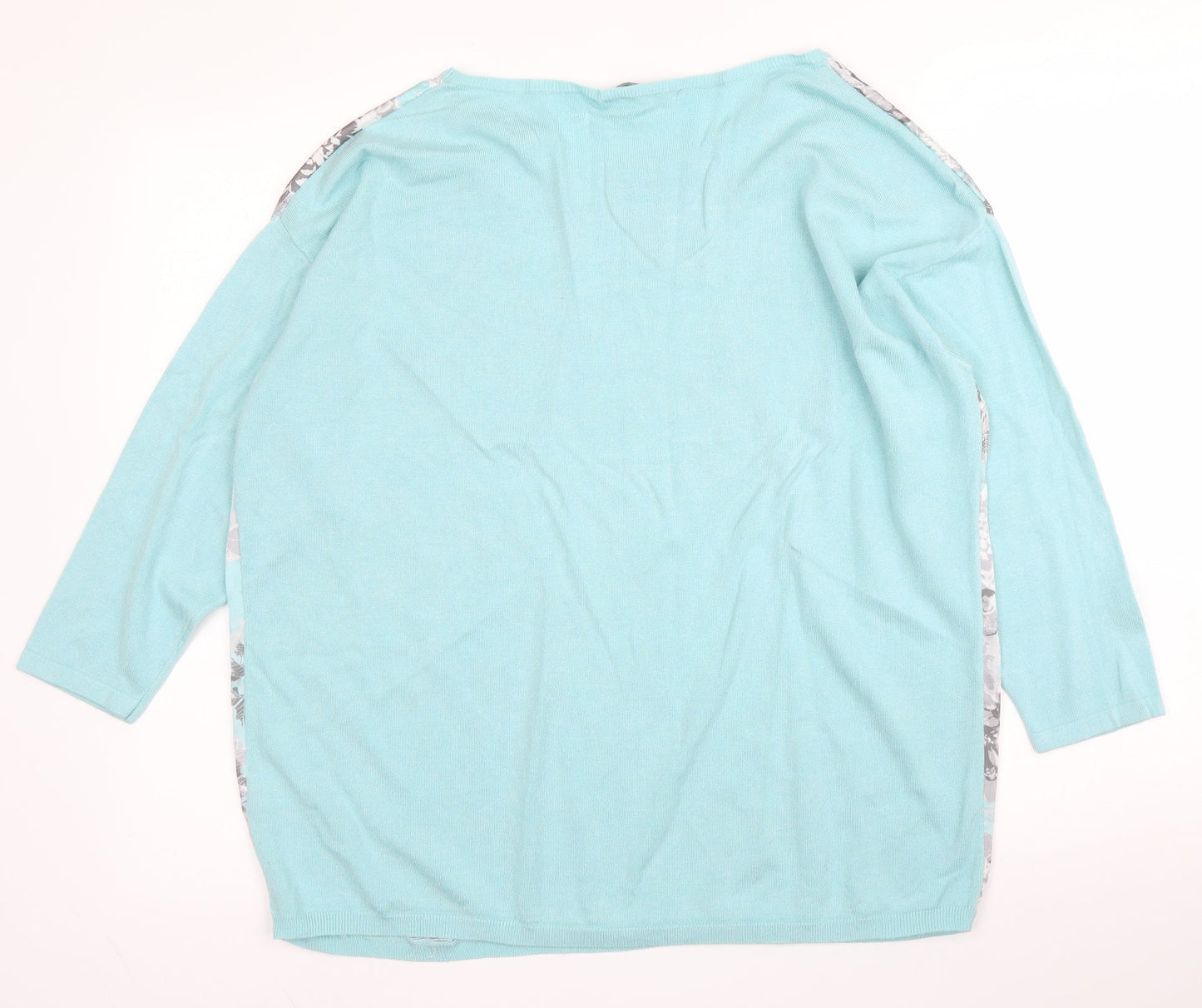David Emmanuel Womens Blue Round Neck Floral Viscose Pullover Jumper Size M