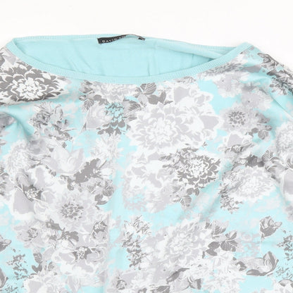David Emmanuel Womens Blue Round Neck Floral Viscose Pullover Jumper Size M