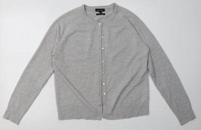 Classic Womens Grey Crew Neck  Acrylic Cardigan Jumper Size M   - soft touch