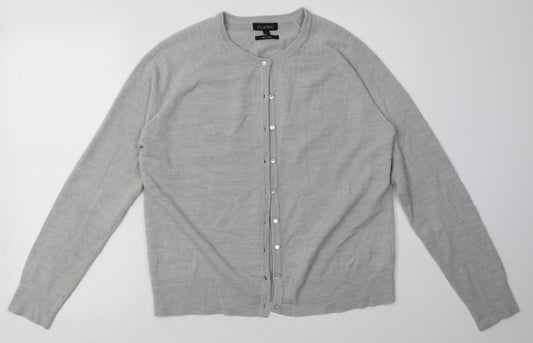 Classic Womens Grey Crew Neck  Acrylic Cardigan Jumper Size M   - soft touch