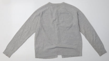 Classic Womens Grey Crew Neck  Acrylic Cardigan Jumper Size M   - soft touch