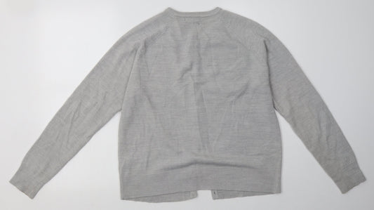 Classic Womens Grey Crew Neck  Acrylic Cardigan Jumper Size M   - soft touch