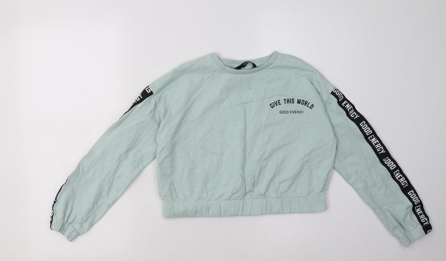 George Girls Green  Cotton Cape Sweatshirt Size 9-10 Years  Pullover - good energy