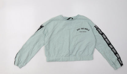 George Girls Green  Cotton Cape Sweatshirt Size 9-10 Years  Pullover - good energy