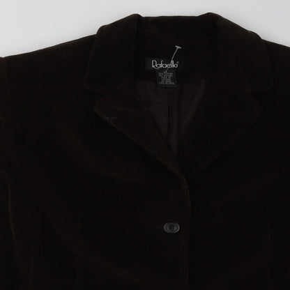 Close-up detail of Rafaella women’s brown jacket blazer, size UK 14