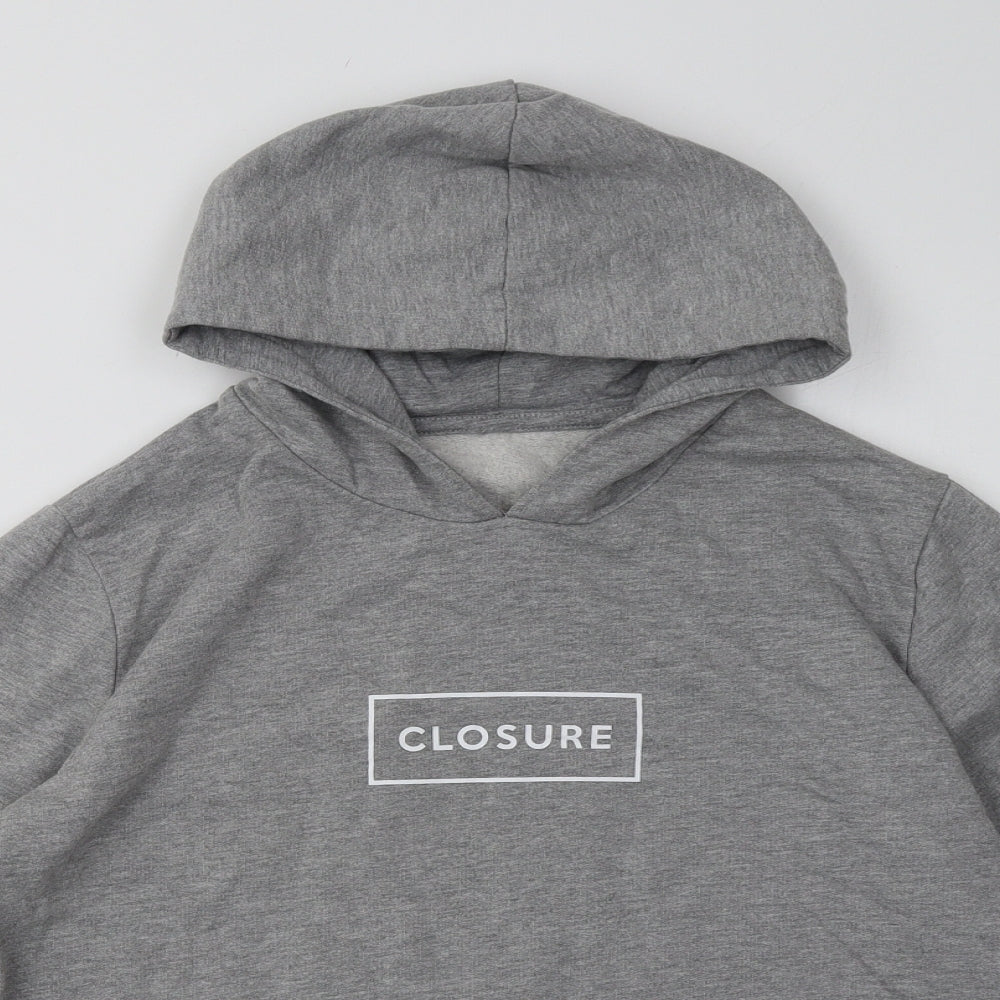 closure Womens Grey  Polyester Pullover Hoodie Size S  Pullover