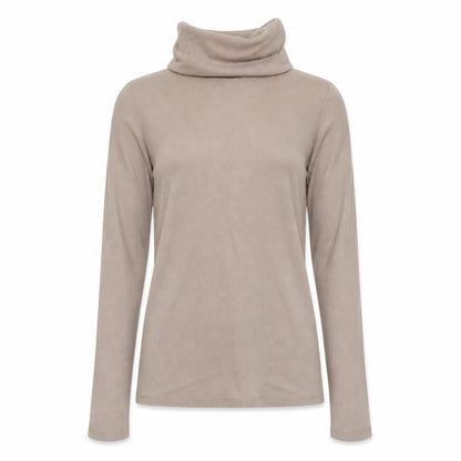 Front view of New Look women’s beige polyester pullover sweatshirt, size UK 10, pullover